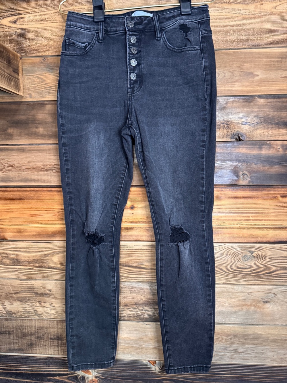 Vervet High-Rise Black Washed Distressed Women’s Jeans | Size 30 Approx 10/12